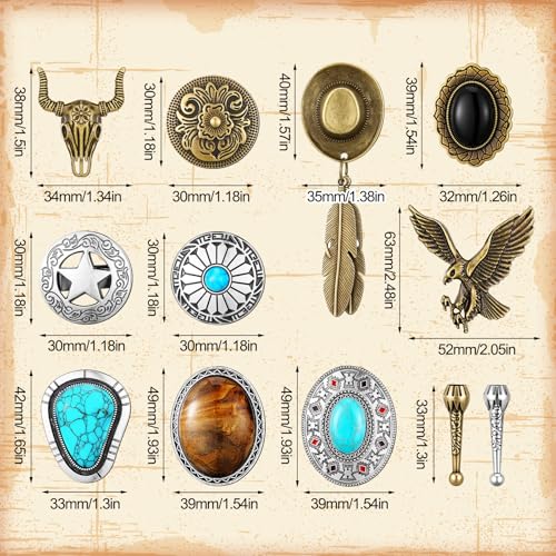 Image of 10 Pcs Bolo Tie for Men Women Western Cowboy Accessories Leather Necktie with Tiger Eye Stone Costume Accessories