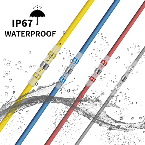 image for Qizpcer 100 Pcs Solder Seal Wire Connectors, 22-16 AWG Heat Shrink Sol
