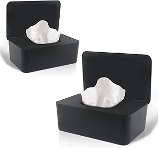 2 Pack Baby Wipes Dispenser, Refillable Wipes Dispenser Baby Wipes Case, LEQXGO Baby Wipe Holder for Fresh Wipes, Non-Slip Wipes Case, Refillable Wipe Container with Sealing Design Lid (2 Black)