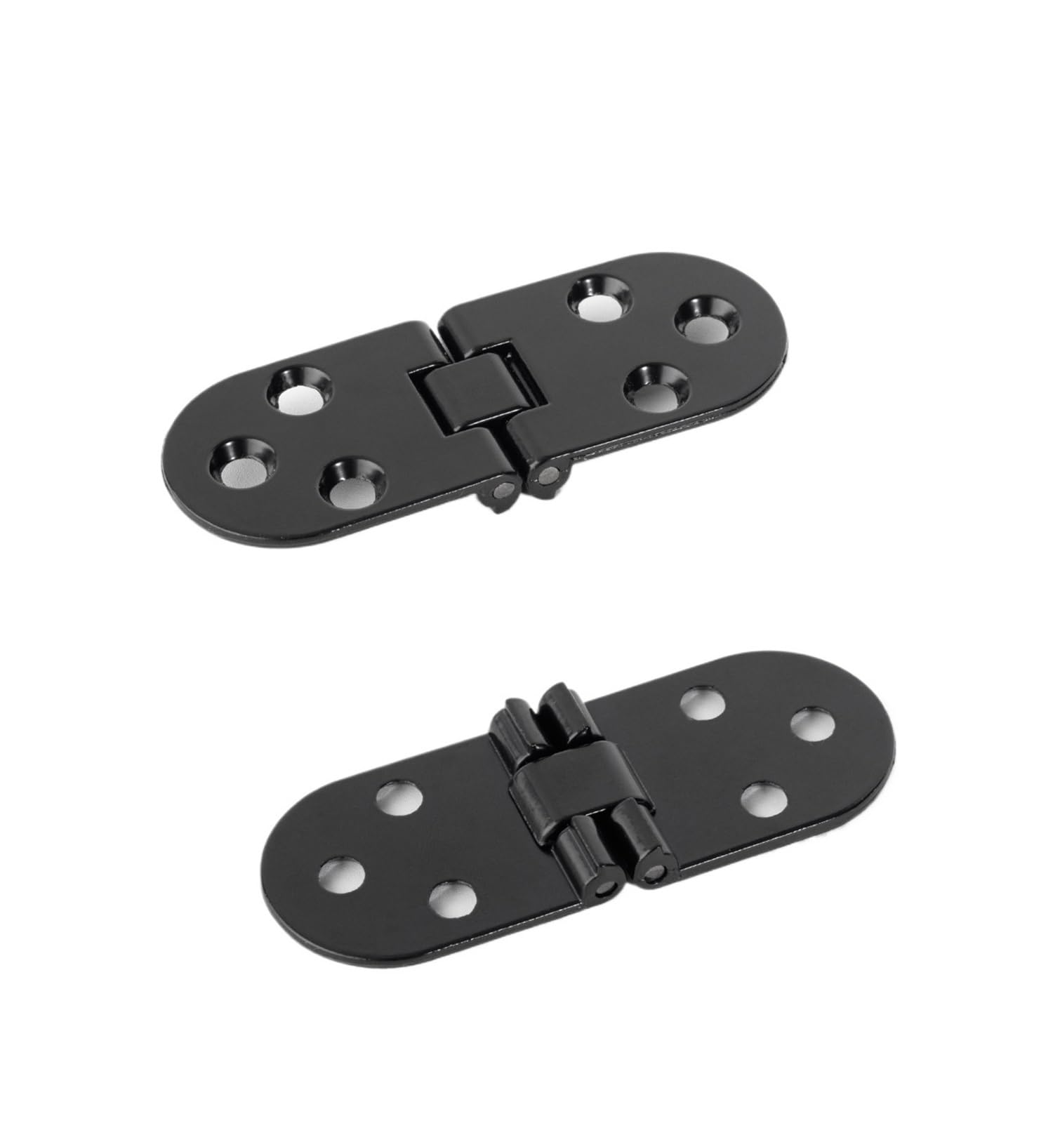 180° Foldable Rounded Corner Screw-On Hinges, 2pcs(Black)