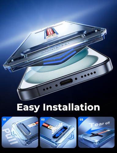 MAGIC JOHN Easy Installation for iPhone 15 Screen Protector, Tempered Glass
