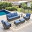 Brown Wicker / Blue Cushion