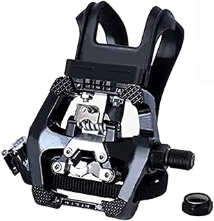 Haoliving SPD Pedals with Toe Clip and Straps Compatible with Shimano SPD Pedals Spin Bike Pedals Indoor Exercise Cycling Platform Pedals 9/16"