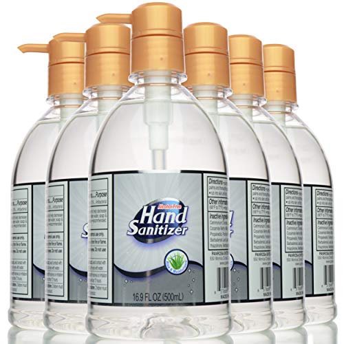 Hand Sanitizer ALCOHOL-FREE Gel for All Skin Types 16.9 Oz (500 mL) | Made in USA | Aloe Vera and Moisturizer for Soft Hands | 101.4 Oz (pack of 6) with Pump