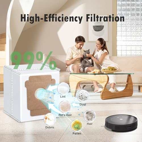 Image of 12-Pack Replacement Dust Bag Compatible with iRobot i, j, s Series, Roomba 104, 105 Vac, 105 Combo, Plus 405, Plus 505 Combo, Max 705 Vac, 705 combo Vacuum Cleaner, Disposable Vacuum Bags