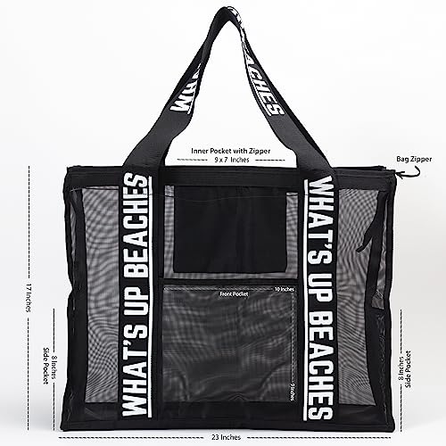 Primo Lines 31L Extra Large Beach Bags 23x17x8 Mesh Beach Bag with Zipper, XL Mesh Tote Bag for Women Family Trip Women3