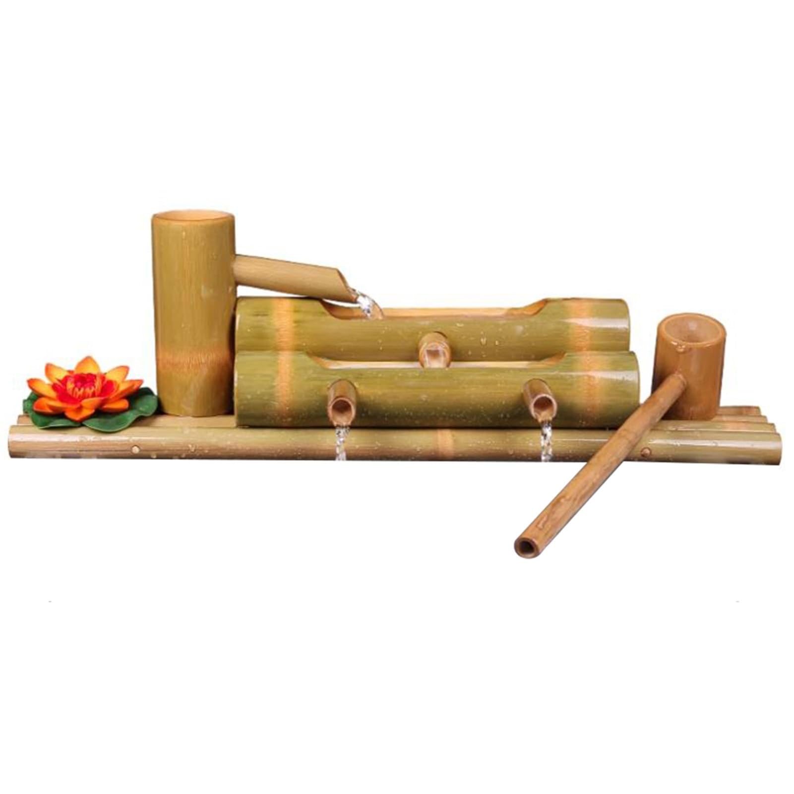 asdchZen Bamboo Water Fountain With Pump, Japanese Zen Garden Pond Water Feature Decoration For Backyard Pond, Patio, Yard, Desk,55cm