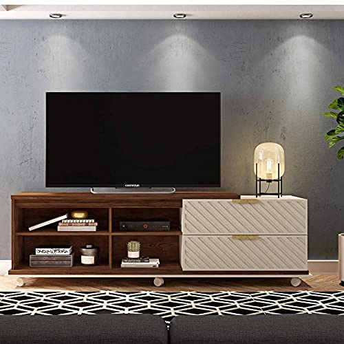 Caemmum Meuble TV 180 cm TV 65 Pouces Wengé Ecru