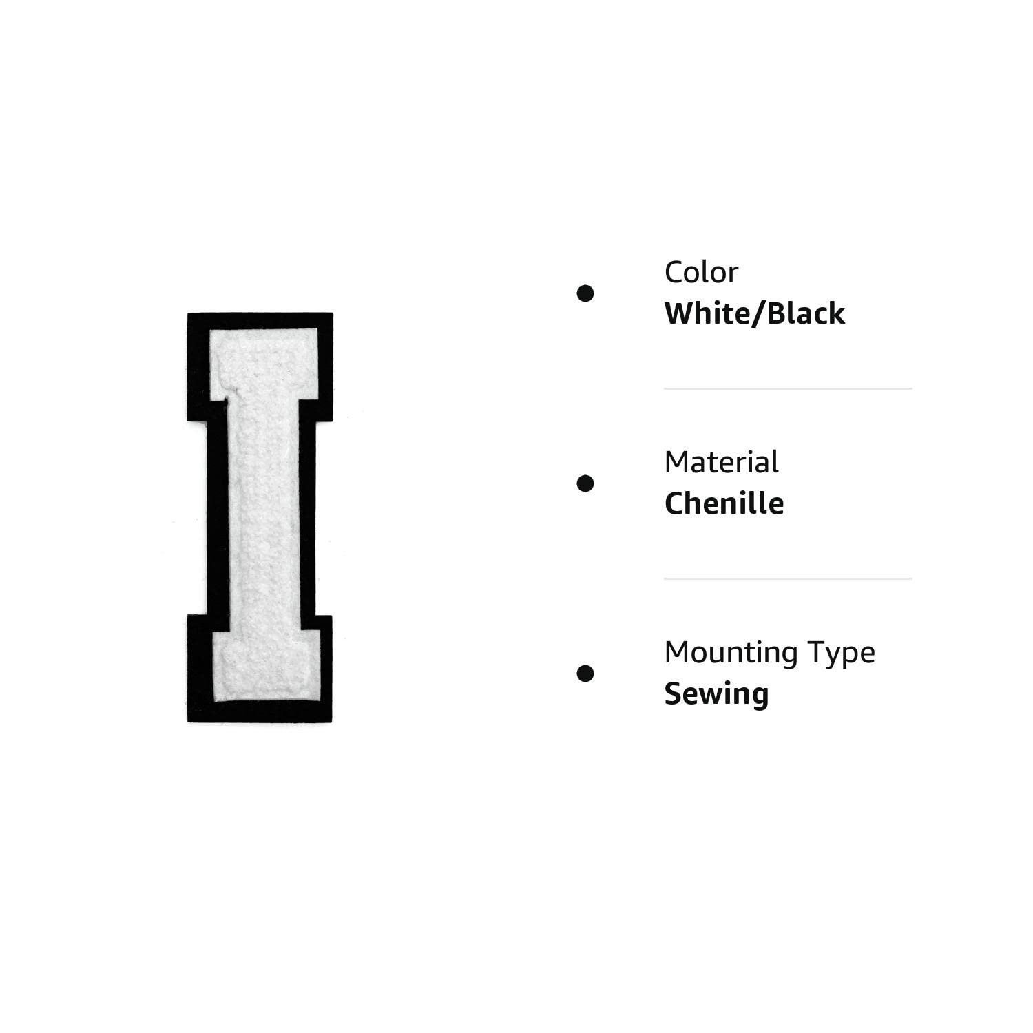 Chenille Letter 'I' Patch - 4.5 Inch High, Golden Yellow/Black, Iron-On Or Sew-On