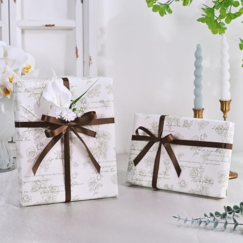 Image of Double Face Brown Satin Ribbon 1 /2 inch X50 Yards Polyester Brown Ribbon for Gift Wrapping Very Suitable for Weddings Party Invitation Decorations and More