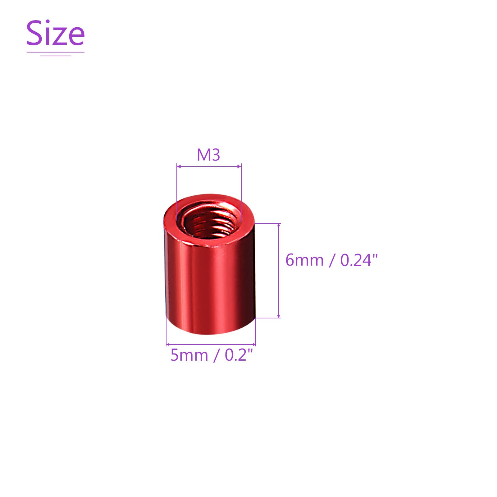 DMiotech 10 Pack M3x6mm Aluminum Spacer Column Aluminum Standoffs Round Spacers Model Spacing Screw Post for RC Red - Image 3