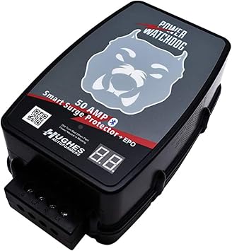 Power Watchdog PWD50EPOH 50 Amp Smart RV Hardwired Surge Protector - Emergency Power Off EPO Bluetooth Monitoring - Replaceable Surge Module - LED Diagnostics - Durable for RV Campsite Use
