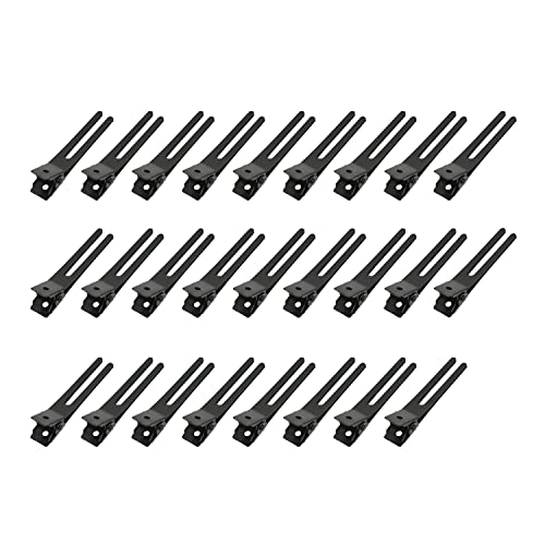 Pinzas de peluquería metálicas de doble prong negro 26 pzas miniatura 1