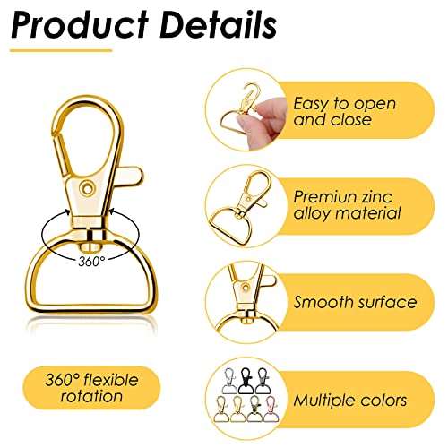image for Swivel Clasp Hooks, Anezus 80Pcs Key Chain Clip Hooks, D Ring Clip Lan