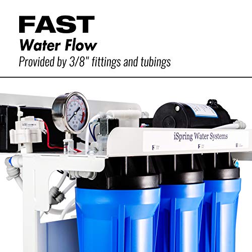 Image of iSpring RCB3P Tankless Reverse Osmosis Filtration System, 300 GPD Under Sink RO System, Reduces TDS, 1.5:1 Pure to Drain, Booster Pump & Pressure Gauge for Residential & Light Commercial Use