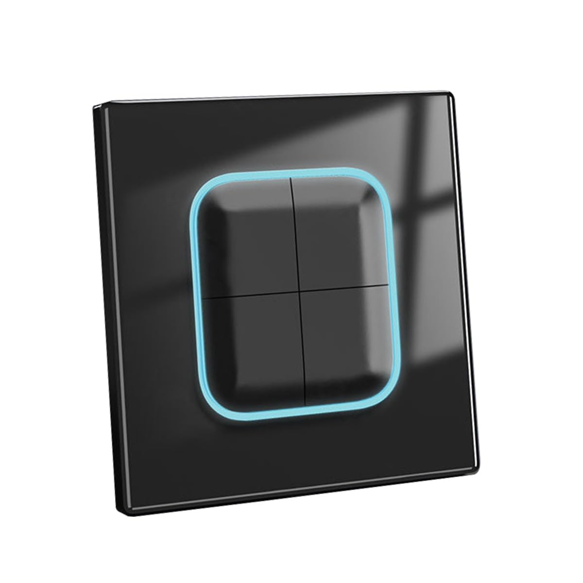 1/2/3/4 gang 2 way Black/White/Grey Tempered Glass Panel Acrylic Push Button Wall Socket Light Switch LED Indicator Lights 86mm*90mm (4 gang 2 way black)