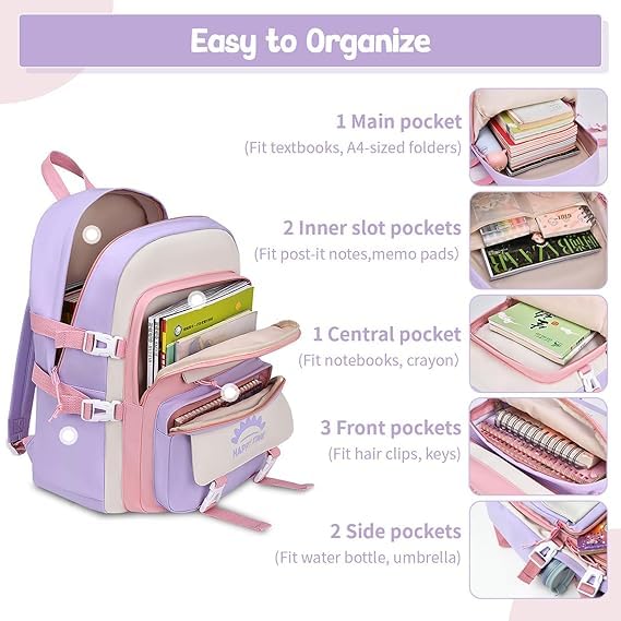 Image of ADSON kawaii Girls Travel School Bag|Backpack Of Large Capacity Aesthetic Stylish Girls Korean Laptop Bag Rucksack for School |College Bags Cute Bookbag for Teens Water Resistance