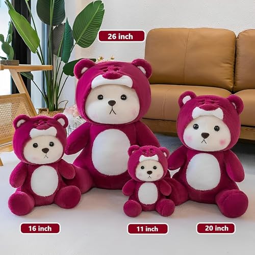 Image of VanityX Hoodie Teddy Bear Soft Toy, Stuffed Plush Animal, Ideal for Birthdays & Special Occasions Girls /Boys, Baby Kids (Wine Teddy Bear, 30cm)