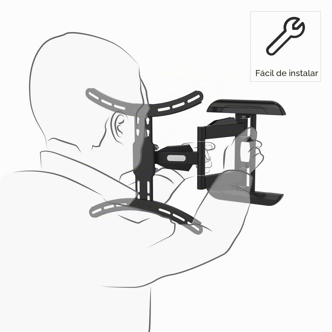 Hama | Soporte para TV de hasta 65" (Soporte de Pared TV estándar VESA 400 x 400, Pantallas de 32" a 65", Organizador de Cable, Carga Máx. 35 Kg, 3 Articulaciones, Inclinación 2/12º, Giro 180º