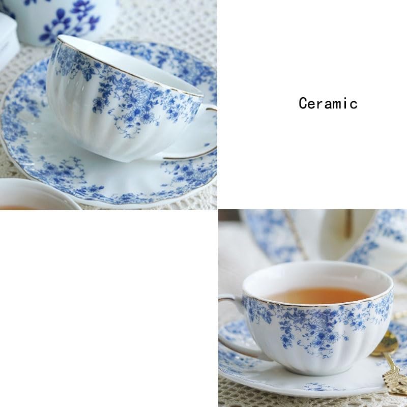 Afternoon Tea Set Ceramic White Coffee Cup Retro Plate English Pot Teapot Teacup