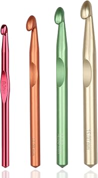 Large Sizes Crochet Hooks 4 pcs Long Crochet Needles Set QLRFFLJOY 8mm 10mm 12mm 15mm Aluminum Alloy Crochet Hook DIY Yarn Weaving Tools for Knitting Blanket, Shawl and Carpet