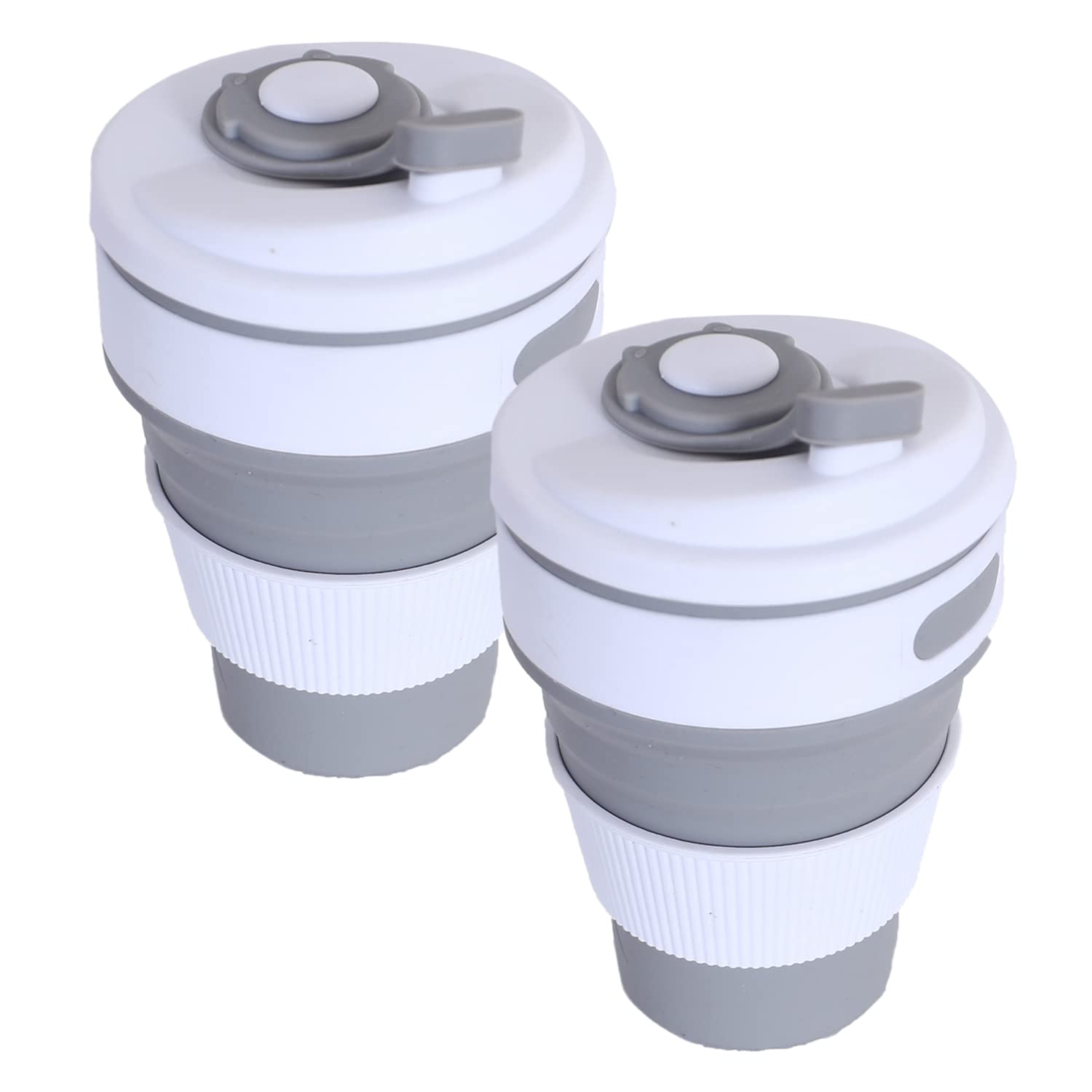 Kuber Industries Collapsible Coffee Cup|Silicone Portable Travel Coffee Mug|Camping Cup with Lid for Travel,Hiking Outdoors,350 ML,Pack of 2 (Gray) (B0BF9B4GP4) Amazon Price History, Amazon Price Tracker