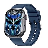 【改良最新型】スマートウォッチ 日本製 iphone対応 アンドロイド対応 2.10インチ smart watch bluetooth5.3通話 SMS/Lineメッセージ通知 活動量計 腕時計 天気予報 音楽制御 文字盤自由設定 腕上げ点灯 多運動モード健康管理スマートウォッチ レディース メンズ (2色バンド付き：ブルー＆ブラック（TPU）)