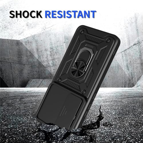 Image of Heavy Duty Back Case Cover for Vivo Y400 5G, Shockproof Vivo Y400 Back Cover, Ring Case with Kickstand and Camera Protection Shutter - Black