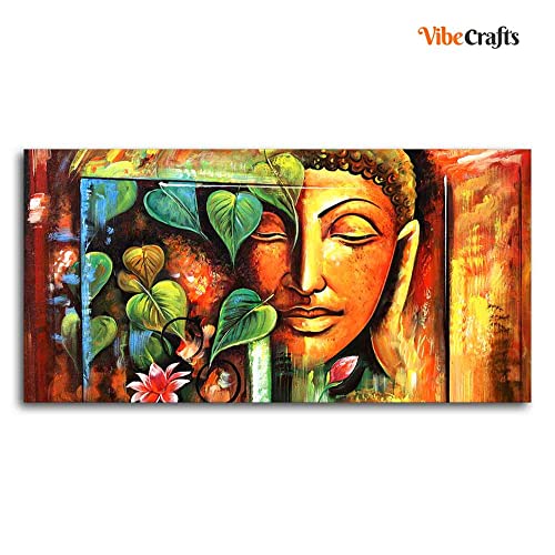 Image of VIBECRAFTS Canvas Paintings for Living Room Drawing Room Divine Gautam Buddha Face Canvas Wall Painting Fitted With Wooden Frame For Home | Office | Living Room | Gift (PTVCH 2493)