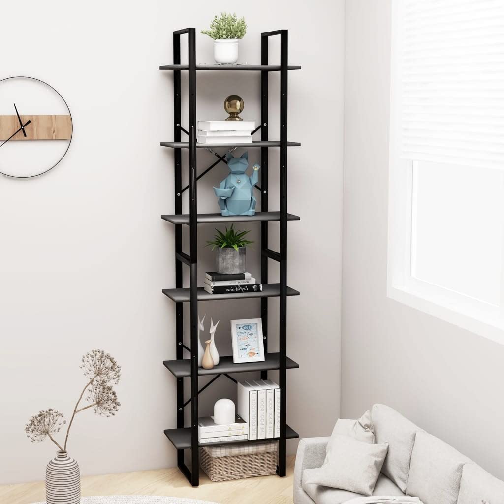 vidaXL 2X Etagères de Rangement Organisateurs de Stockage Etagères d'Entrepôt Cuisine sous-Sol Maison Intérieur Gris 60x30x210 cm Aggloméré