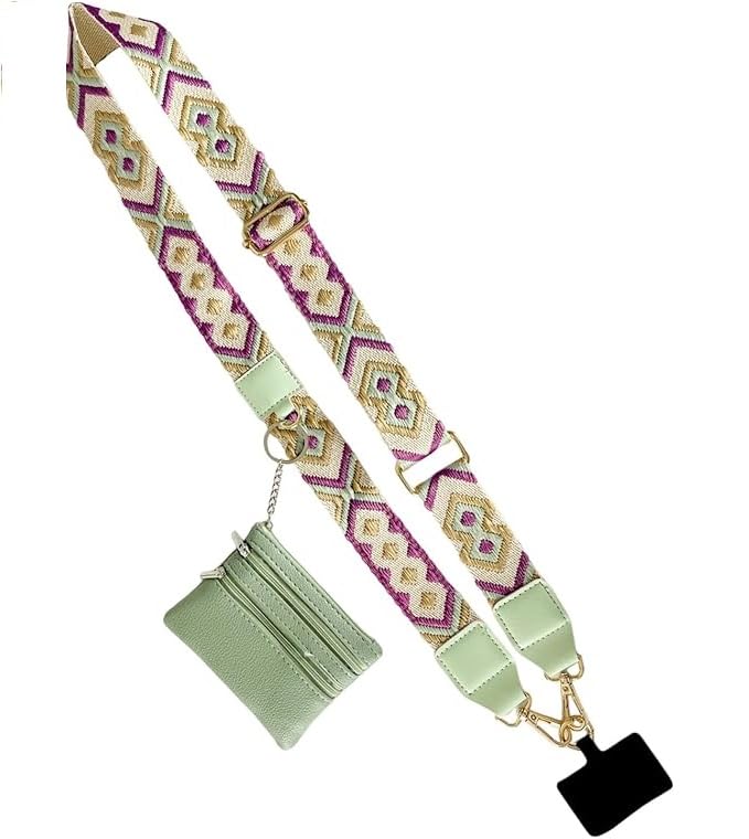 KHOLAD Phone Wrist Strap with Zipped Pouch Clip & Go Strap for Mobile with Leather Wallet Crossbody Adjustable Buckle Chain Lanyard - Comfortable & Durable Accessory for Stylish Women