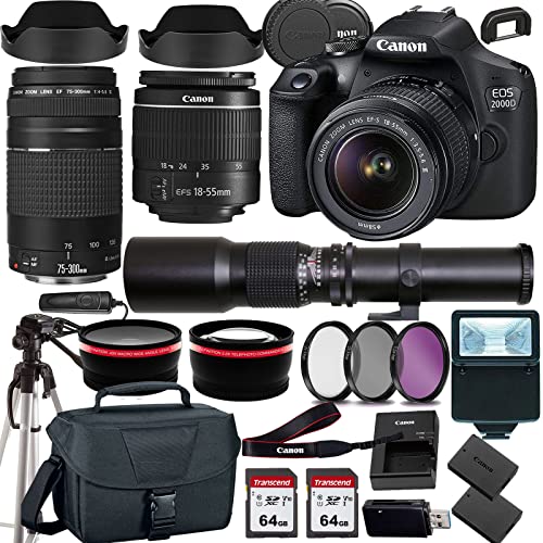 Canon EOS 2000D Cámara DSLR con Lentes y Accesorios miniatura 1