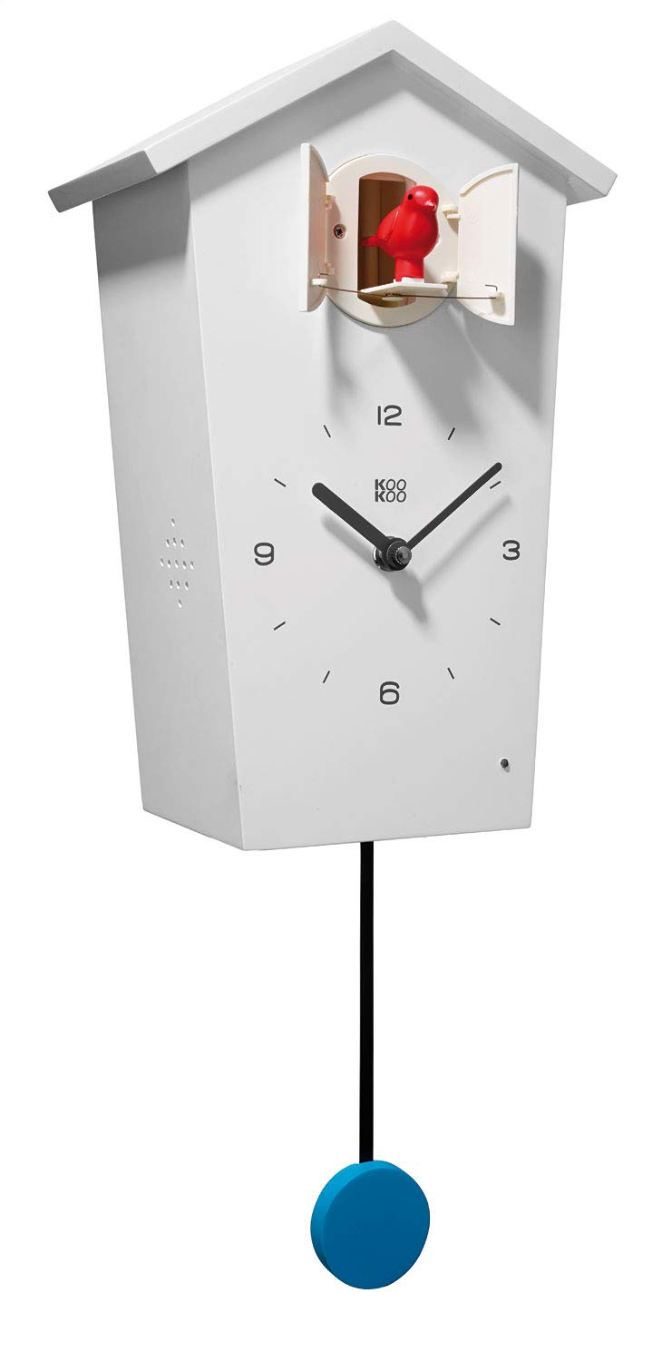 KOOKOO BirdHouse white, wall clock with 12 natural bird voices or