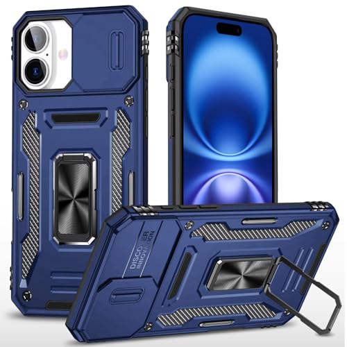 Coque arrière iPhone 17 Pro bleu marine silicone rigide aimantée avec anneau de support