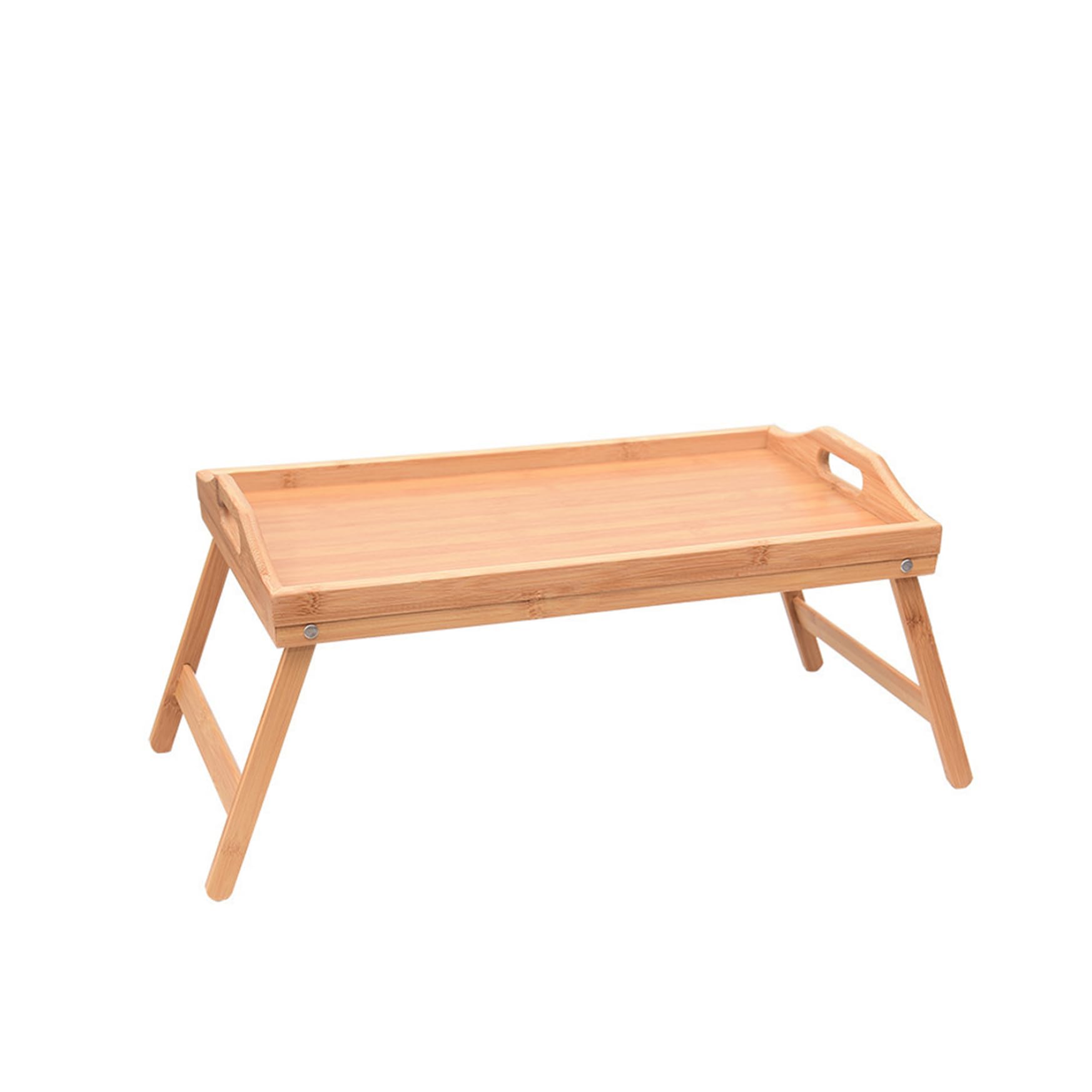 Plateau de lit en bambou – 50 x 30 cm Plateau de service pliable avec poignée Idéal pour le petit déjeuner au lit, collations et ordinateurs portables – Design portable et élégant