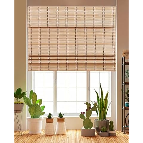 FoundGo Cordless Bamboo Roller Blinds 81x163cm Cover