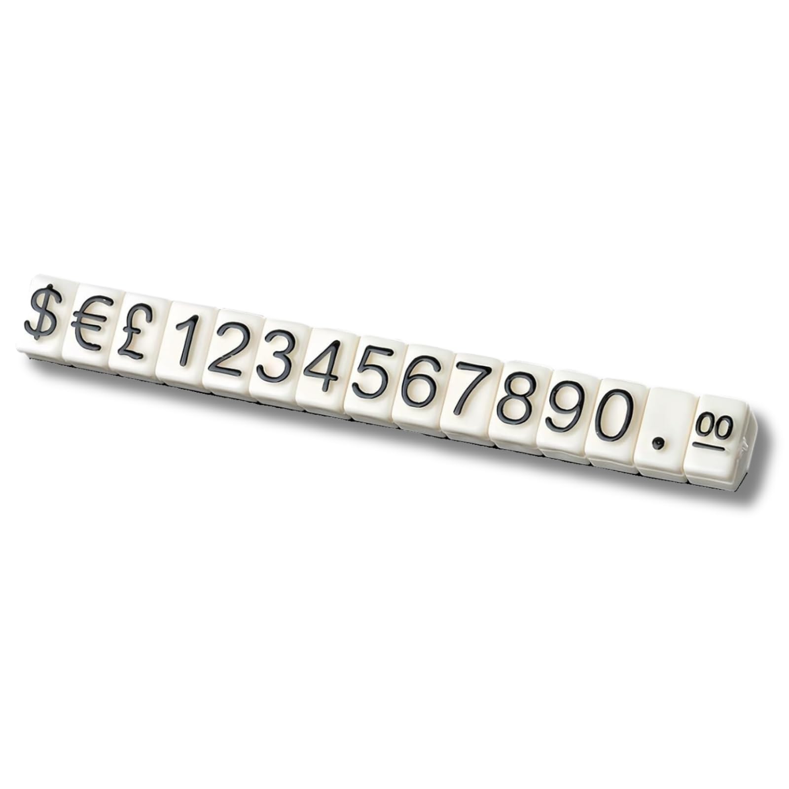 Boxonly 10PCS Digital Price Tag £ € $ Metal Price Label Tag Pricemarker Labels Arabic Number Price Display Board 3x5mm White Base Black Word