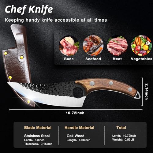 Choies Kitchen Chef Knife,Japanese Chef Knife with Sheath Butcher for Cooking,Chopping Knife,Damascus Kitchen Knife for Home,Camping,BBQ,Christmas Gift Knife