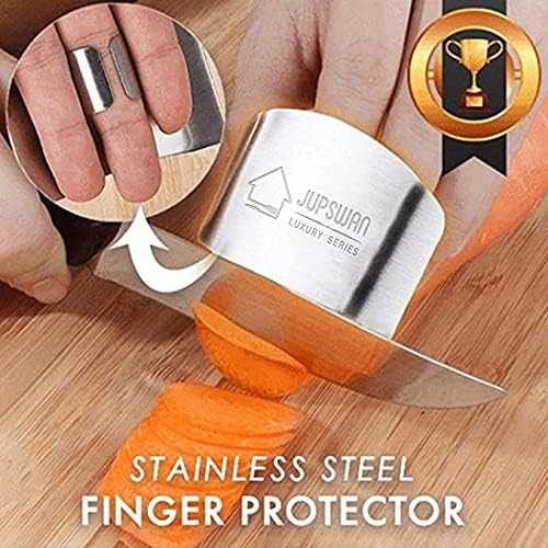 Jupswan Stainless Steel Knife Cutting Protector Kitchen Tool Chef Knife Finger Guard for Food Chopping Cutting Avoid Hurting (3-Pack)