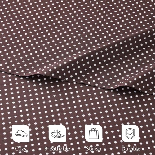 Image of MCO 4Pieces Polka Dot Sheets Set, Breathable King Sheet Set with 16 inch Deep Pocket, Modern & Luxury, Brushed Microfiber Bedding Set(King, Polkadot Brown)