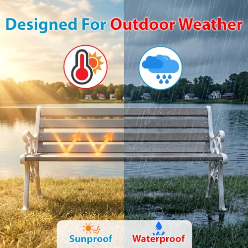 Image of BRISHI 3 Seater Cast Iron FRP Garden Bench for Indoor & Outdoor Park /Patio /Living Room /Terrace /Balcony (Black+ White)