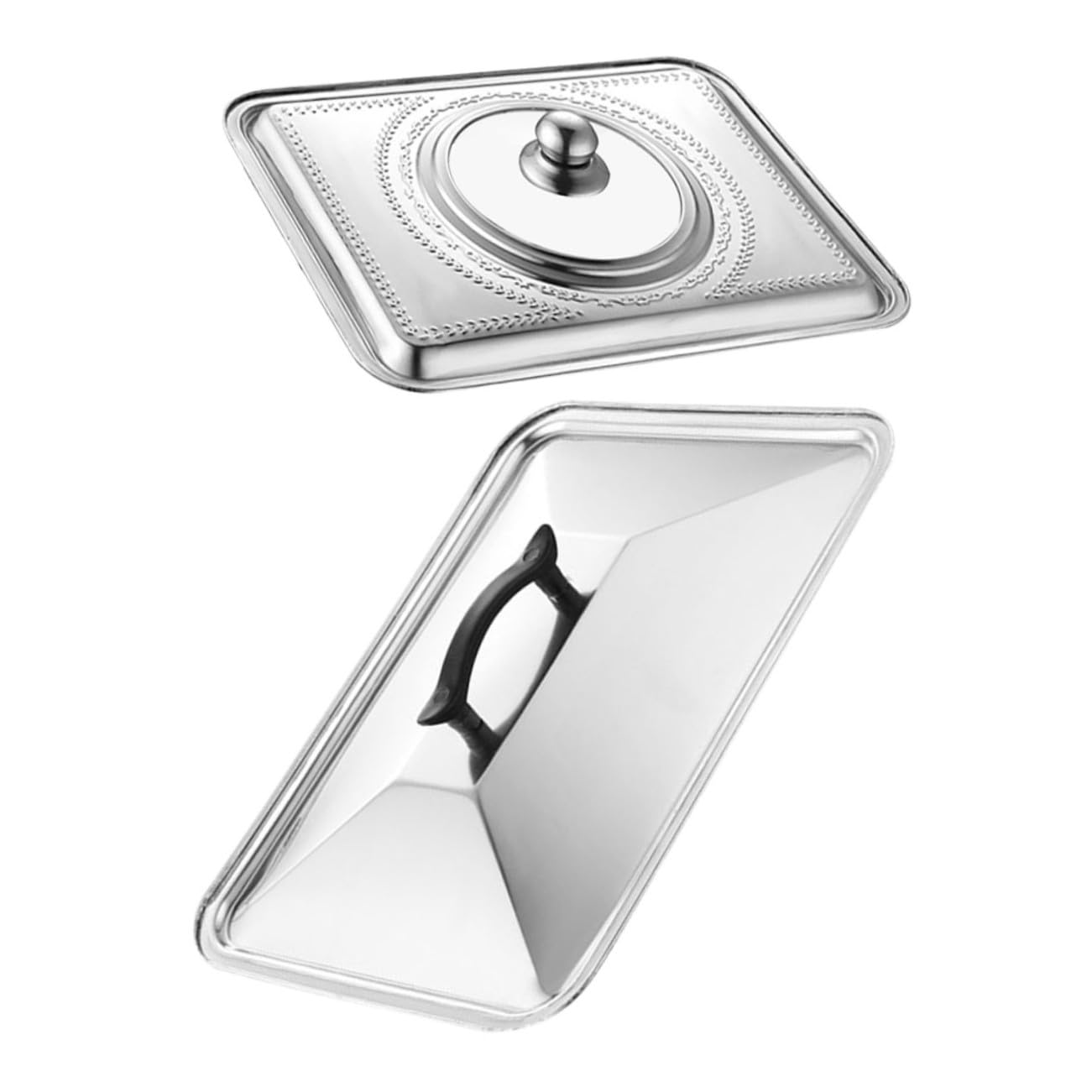 KOMBIUDA 2 pezzi Coperchio per Pentola Rettangolare in Acciaio Inossidabile Moderno con Coperchio Trasparente Visibile Resistente e Facile da Pulire Adatto per Cucina e Ristorante