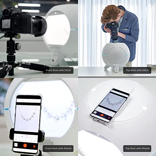 Image of Foldio 360˚ Smart Dome | Automatic 360 Shooting with Smartphone | Detachable Covers to Minimize Reflections | Built-in Turntable | with Dimmable Central & Front Light | 6a.5 KG Load Bearing