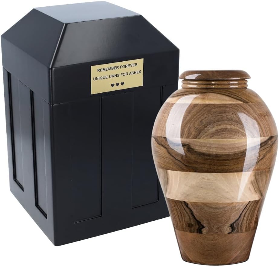 Wooden urn and capsule - Vault for burial set Walnut medium size casket for ashes Funeral set of niche and urn Ground burial (Urn/Vault)