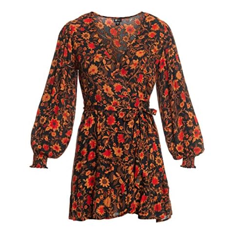 Billabong Black Mini Wrap Dress for Women Cover