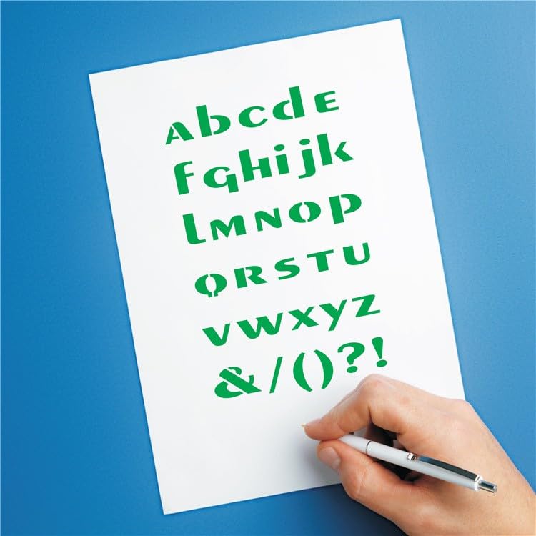 Lot de 12 pochoirs de lettres de l'alphabet pour peindre des lettres et des chiffres dans différentes polices, modèles parfaits pour les caractères en bois, les tableaux noirs, les t-shirts