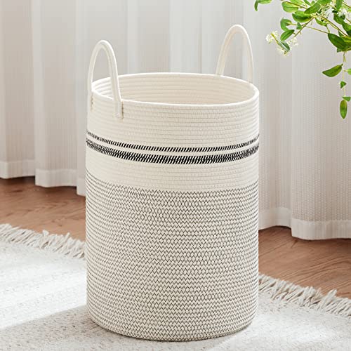 VIPOSCO Large Laundry Hamper, Tall Woven Rope Storage Basket for