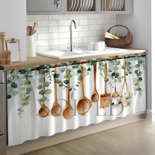 Image of Premium Printed Kitchen Counter Curtain with Rod Pocket (Spoon Sink Curtainn)