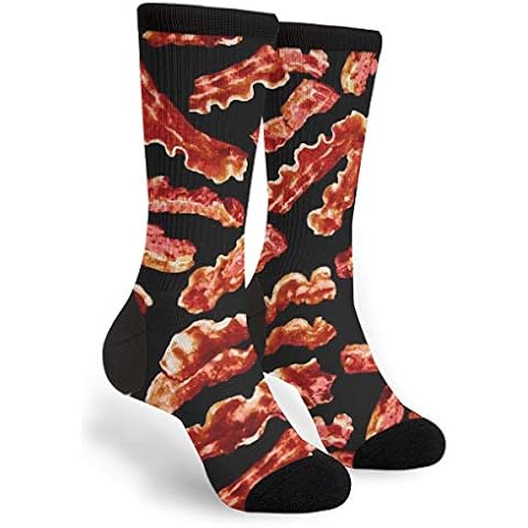 Yaateeh Bacon Crew Socks Mid Calf Dress Socks Casual Long Tube Socks For Men Women Boy Girl Cover