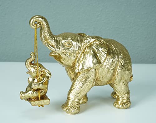 Jorae Elephant Statue Home Decor Gifts For Women Retro Elephant Figurines Garden Decorations Elephants Sculpture For Living Room Office Shelf Table Lucky Collectible, Gold Polyresin #TOP5